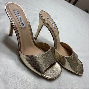 Steve Madden Tilly Metallic Gold Mules Sandals